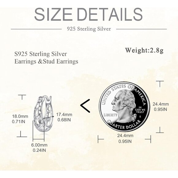 Women's Sterling Silver Hoop Earrings Looks Stylish - Picture 6 of 6